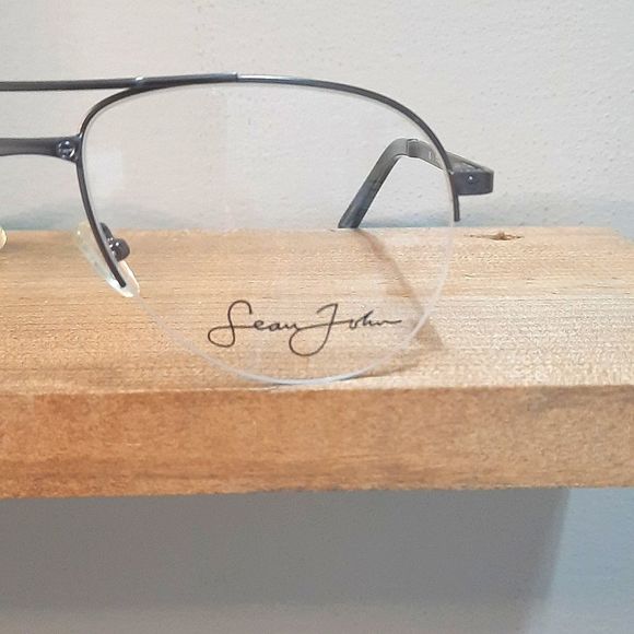 New Sean John Metal Eyeglass Frame, Rx'able, half rim Aviator style mens glasses - Picture 4 of 6